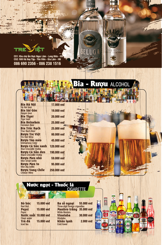 Thiết kế menu trẻ trung cho nha hàng việt nam